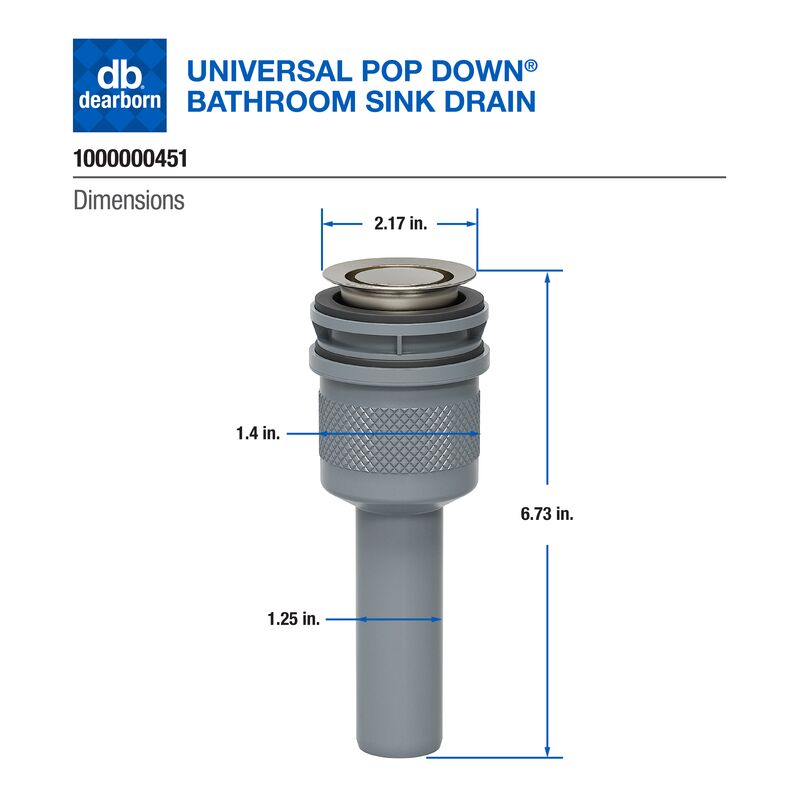 Dearborn 1000000451 Universal Pop Down® Sink Drain - Brushed Nickel - Edmondson Supply