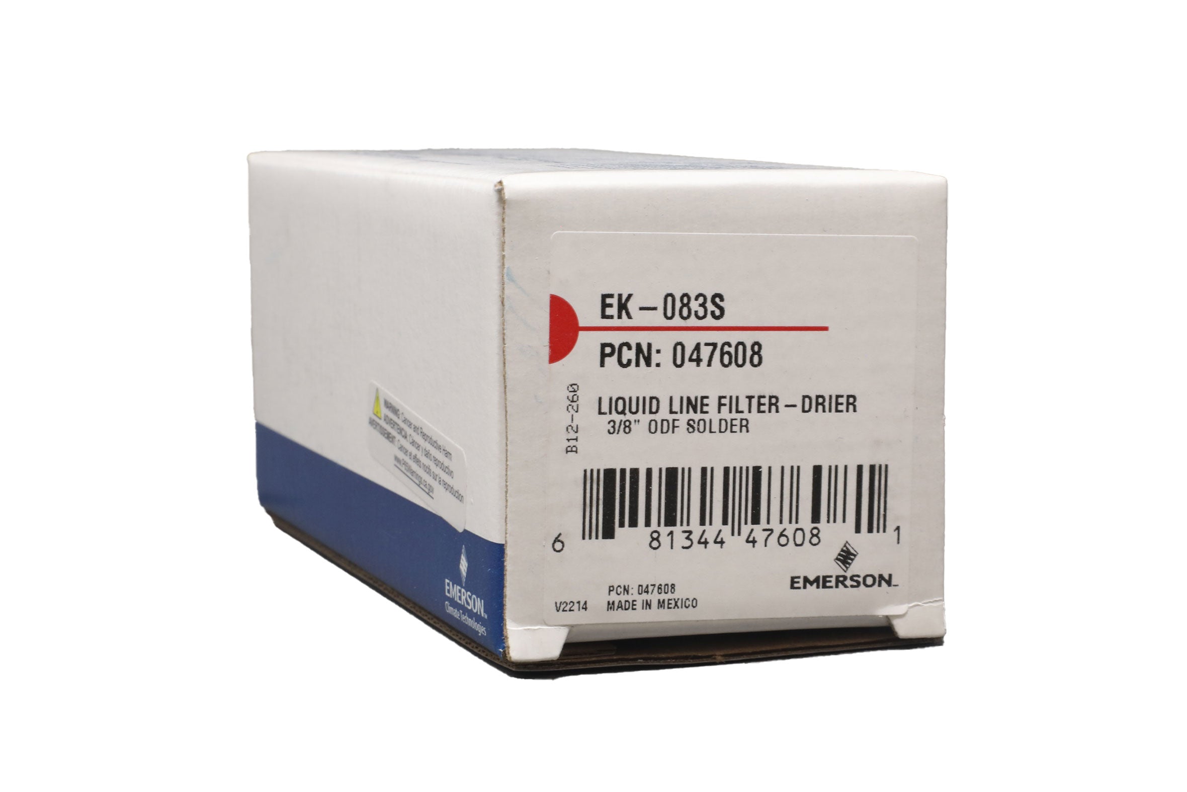 Copeland White-Rodgers EK 083S EK Series Liquid Line Filter Drier, 3/8” ODF Sweat (8 cubic inches) - Edmondson Supply