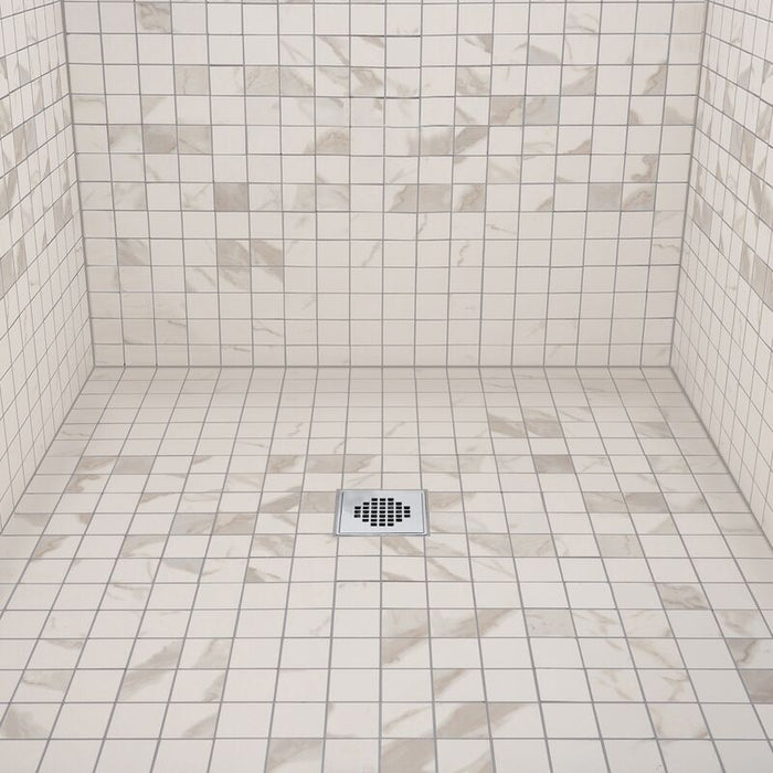 Oatey® 42264 2 in. PVC Square Low Profile Drain and Polished Stainless Steel Snap-In Strainer with Ring - Edmondson Supply