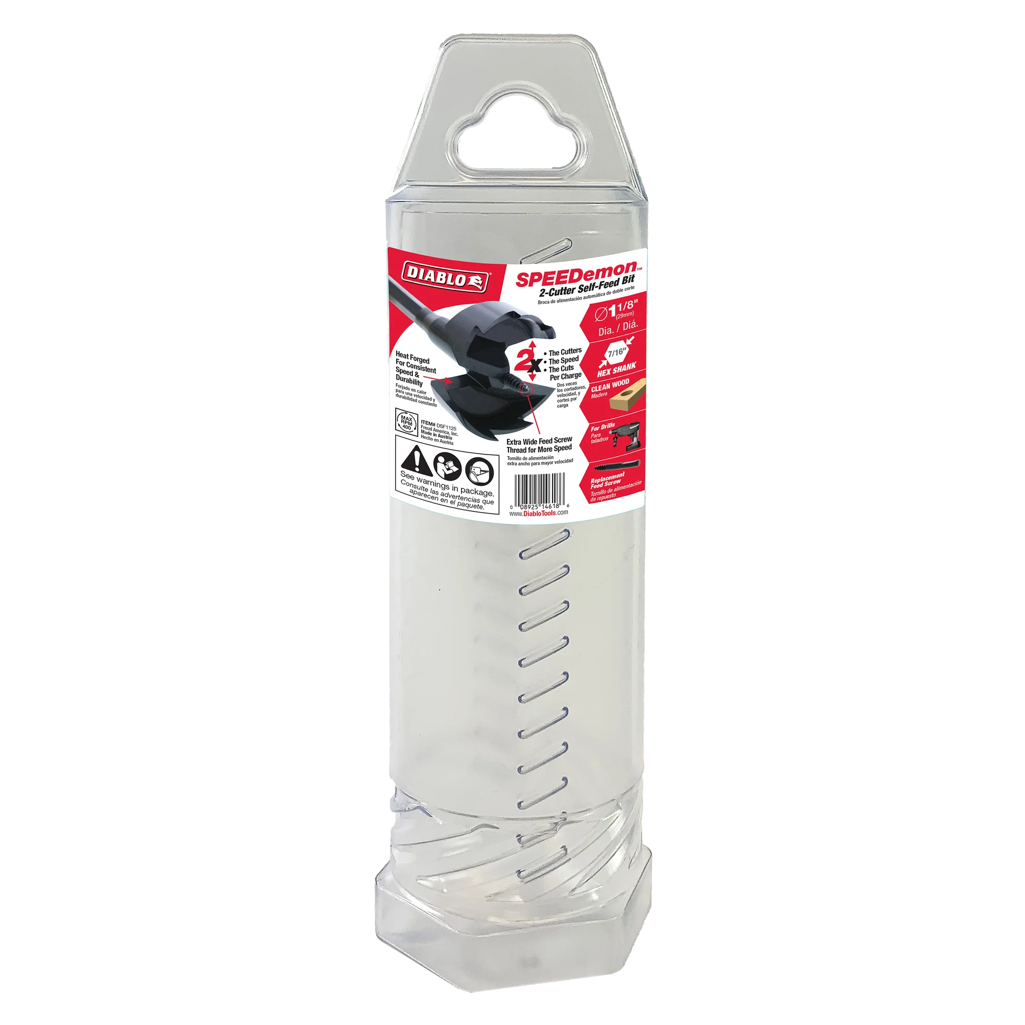 Diablo Tools DSF1125 1-1/8" SPEEDemon™ 2-Cutter Self-Feed Bit - Edmondson Supply