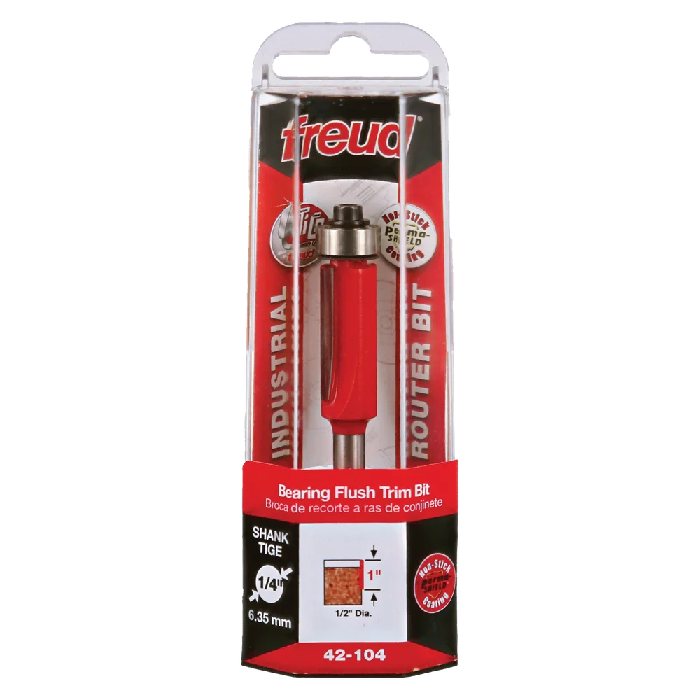 Freud 42-104 1/2" Bearing Flush Trim Bit (Carbide Height: 1") - Edmondson Supply