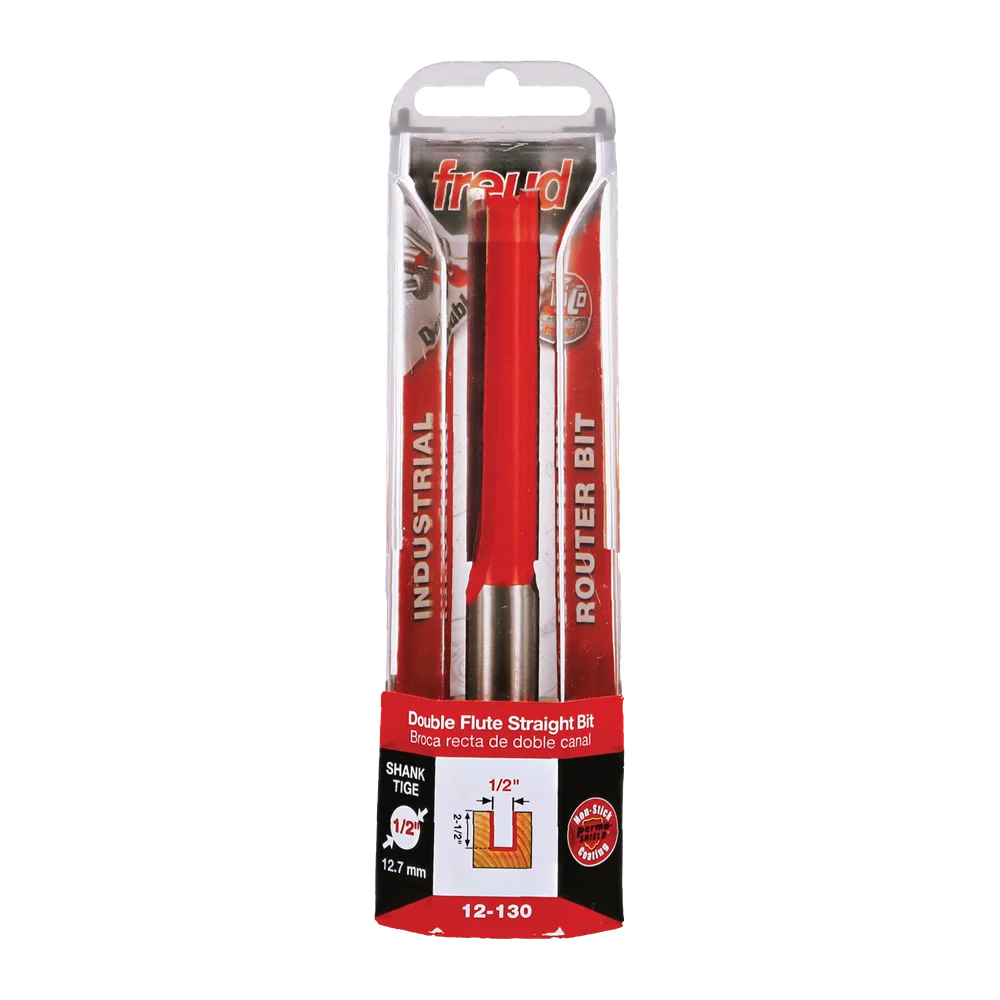 Freud 12-130 1/2" Double Flute Straight Bit (Carbide Height 2-1/2") - Edmondson Supply