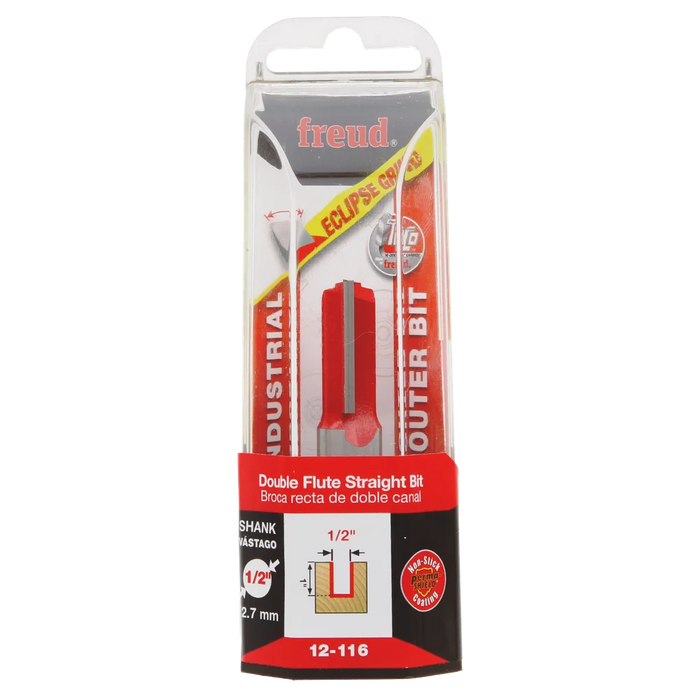 Freud 12-116 1/2" Double Flute Straight Bit (Carbide Height 1")