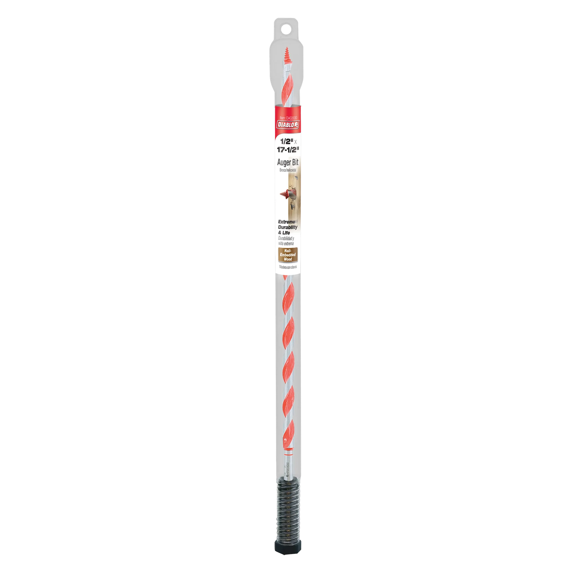 Diablo Tools DAG3030 1/2" x 17-1/2" Auger Bit for Wood & Nail-Embedded Wood - Edmondson Supply