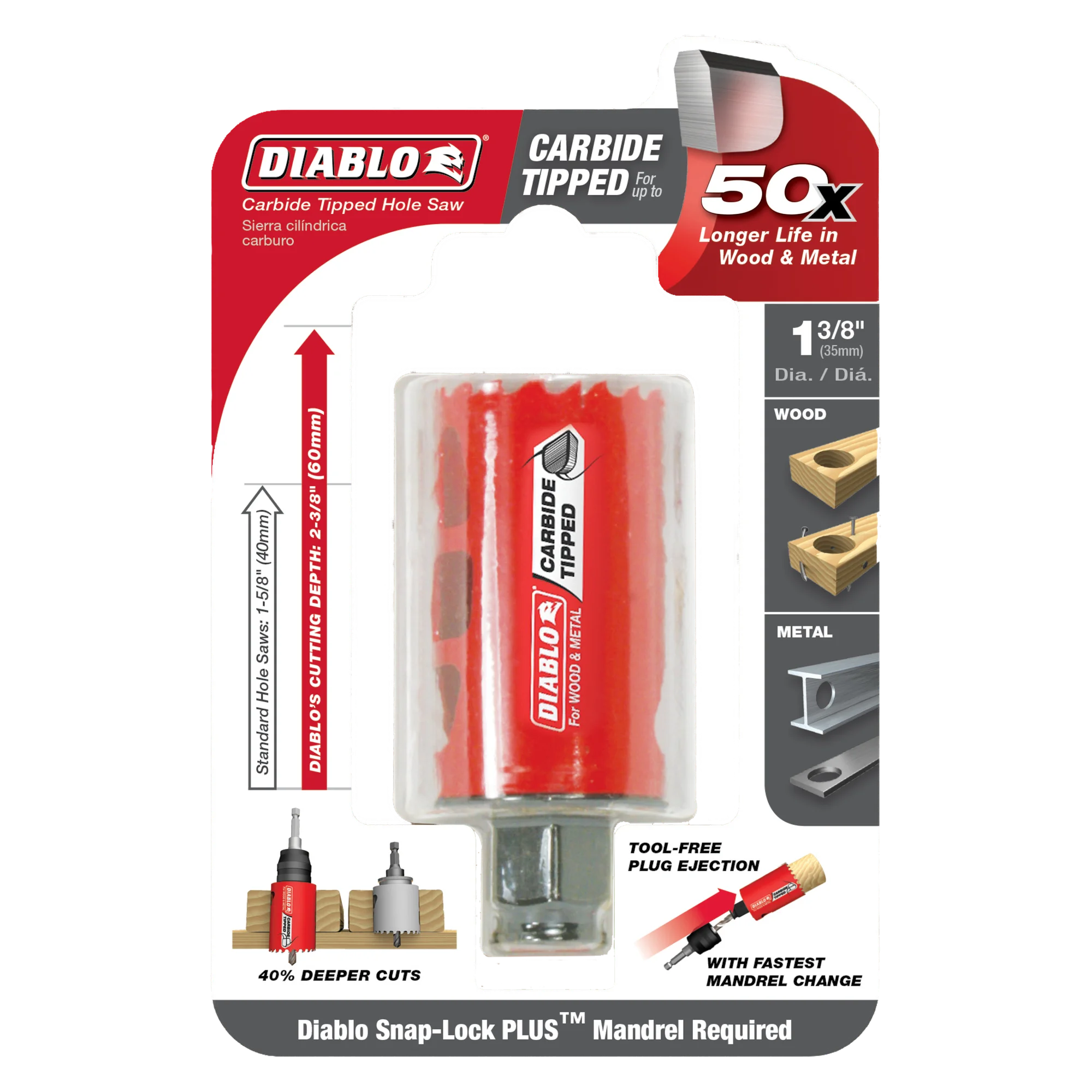 Diablo Tools DHS1375CT 1-3/8" Carbide Teeth Hole Saw for Wood and Metal - Edmondson Supply