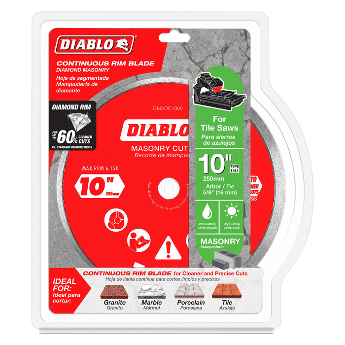 Diablo Tools DMADC1000 10" Diamond Continuous Rim Masonry Cut-Off Disc - Edmondson Supply