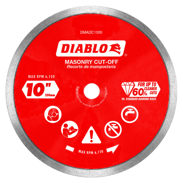 Diablo Tools DMADC1000 10" Diamond Continuous Rim Masonry Cut-Off Disc - Edmondson Supply