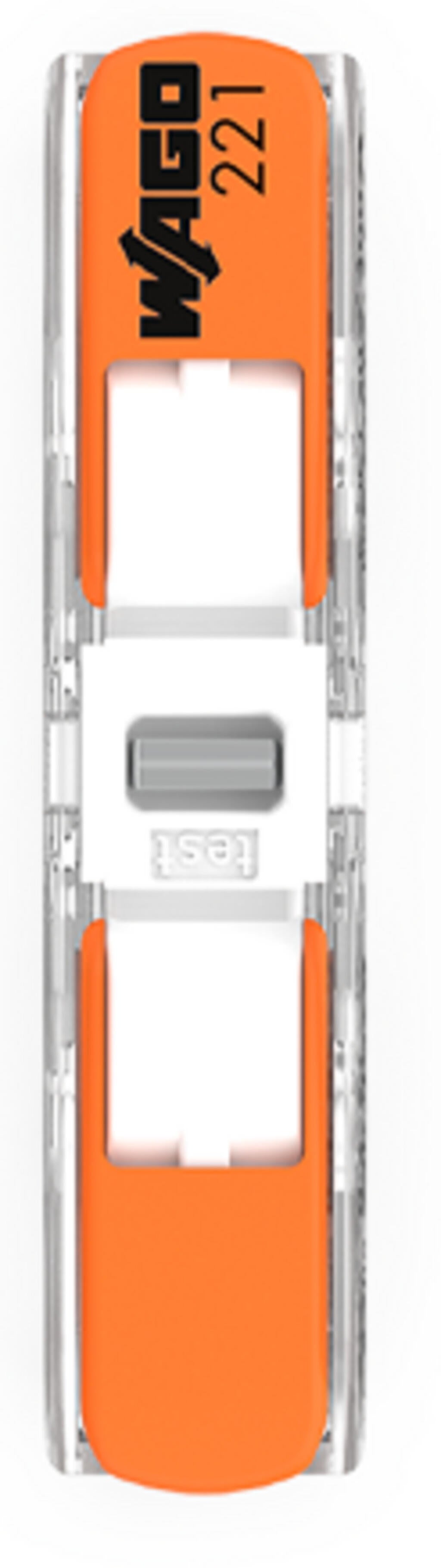 Wago 221-2401 Inline Splicing Connector with Lever; 12 AWG (max); 2-Conductor; Transparent Housing; White Cover - Edmondson Supply