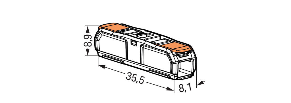 Wago 221-2401 Inline Splicing Connector with Lever; 12 AWG (max); 2-Conductor; Transparent Housing; White Cover - Edmondson Supply