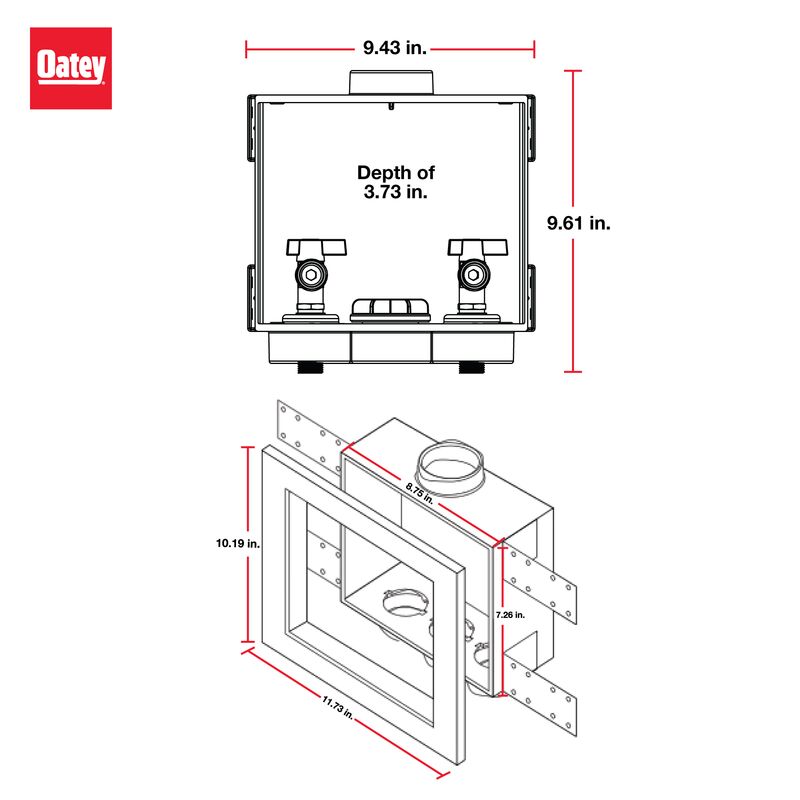 Oatey® 38532 Quadtro® 1/4-Turn, F1807 PEX Washing Machine Outlet Box - Edmondson Supply