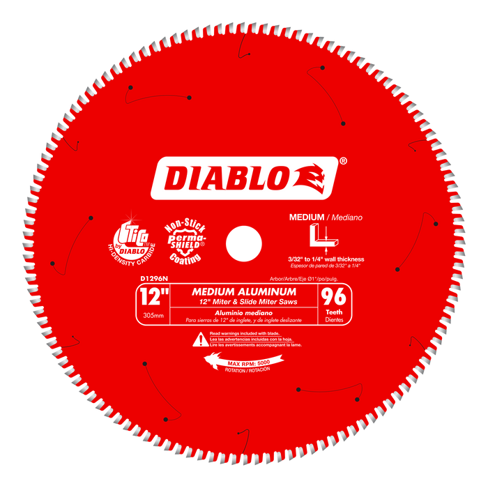 Diablo Tools D1296N 12" x 96-Teeth Saw Blade for Medium Aluminum - Edmondson Supply