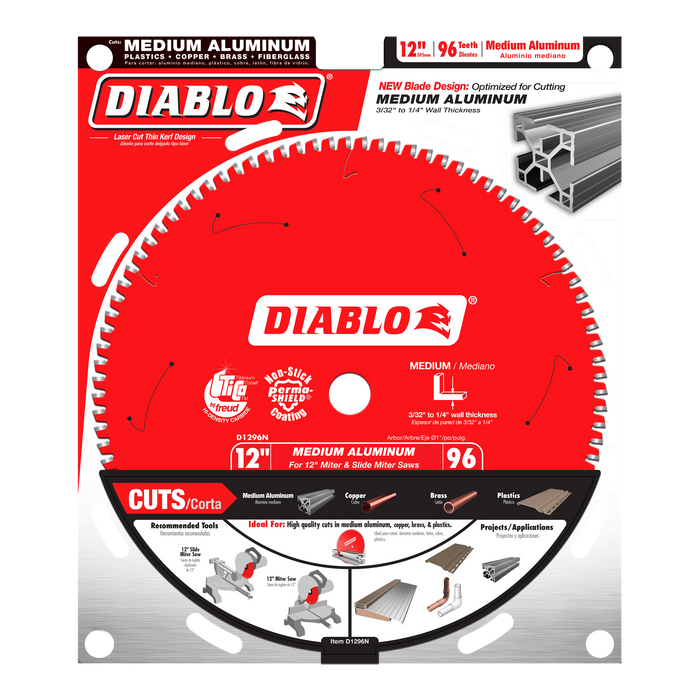 Diablo Tools D1296N 12" x 96-Teeth Saw Blade for Medium Aluminum - Edmondson Supply