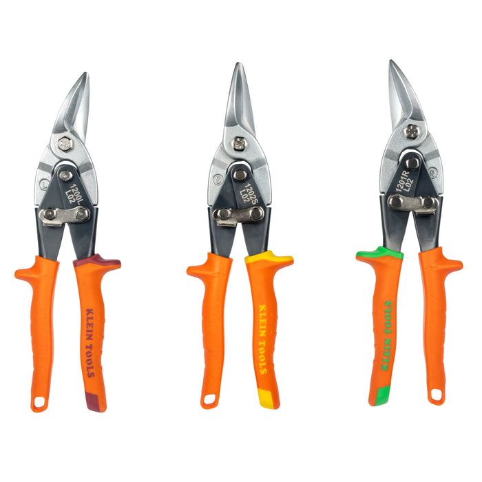 Klein Tools 120AVSKIT Aviation Snips, Forged Steel Blade, Left, Right, Straight, 3-Pack - Edmondson Supply