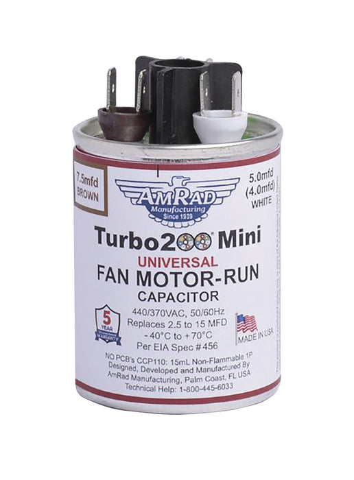 MARS 12100 AmRad Turbo 200 Mini 2.5 MFD to 15 MFD 440/370V Universal Motor Run Capacitor