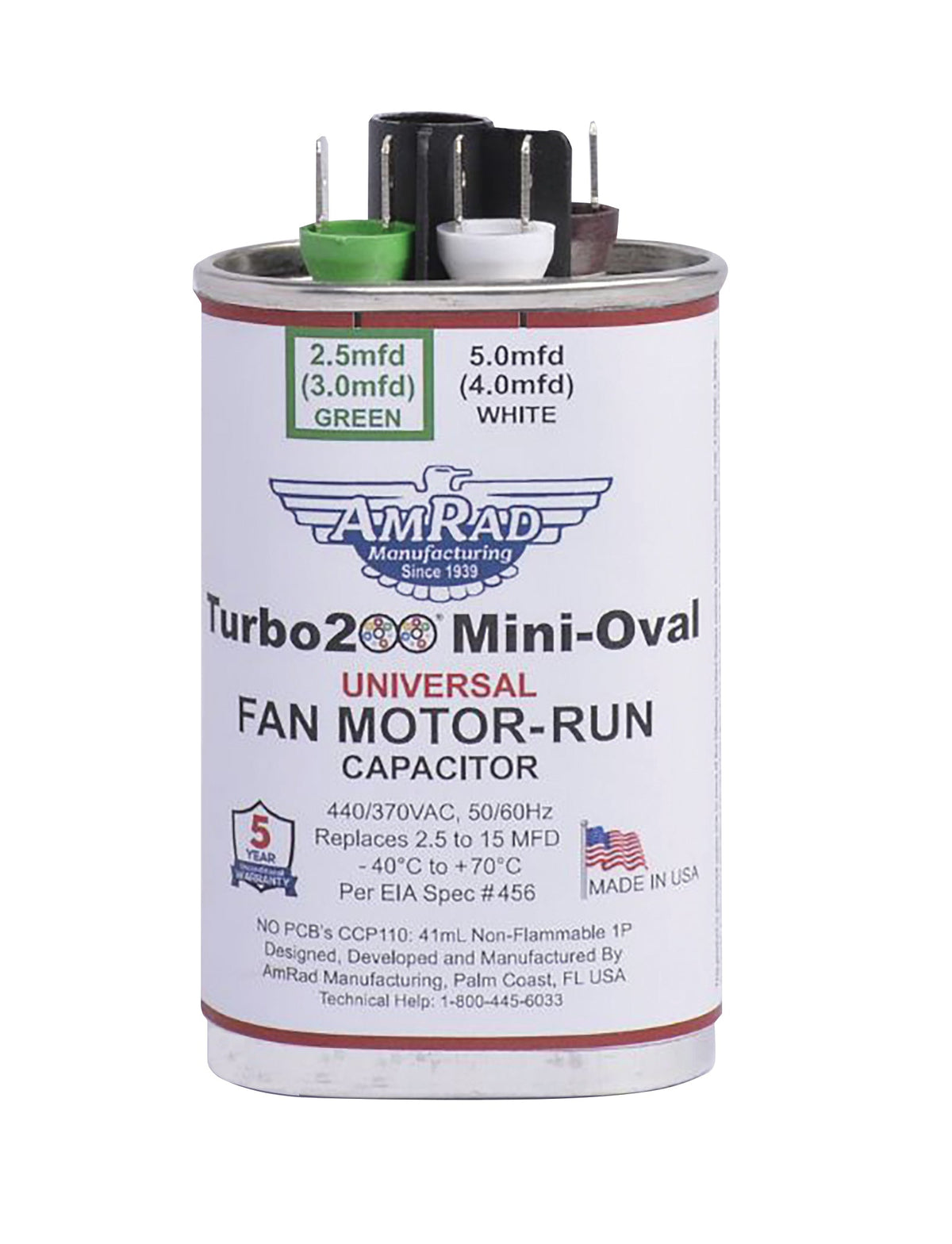 Ultra Mini Capacitor HQ-1.3F 1,300,000μF MARS 12500 AmRad Turbo 200 Mini Oval 2.5 MFD to 15 MFD 440/370V