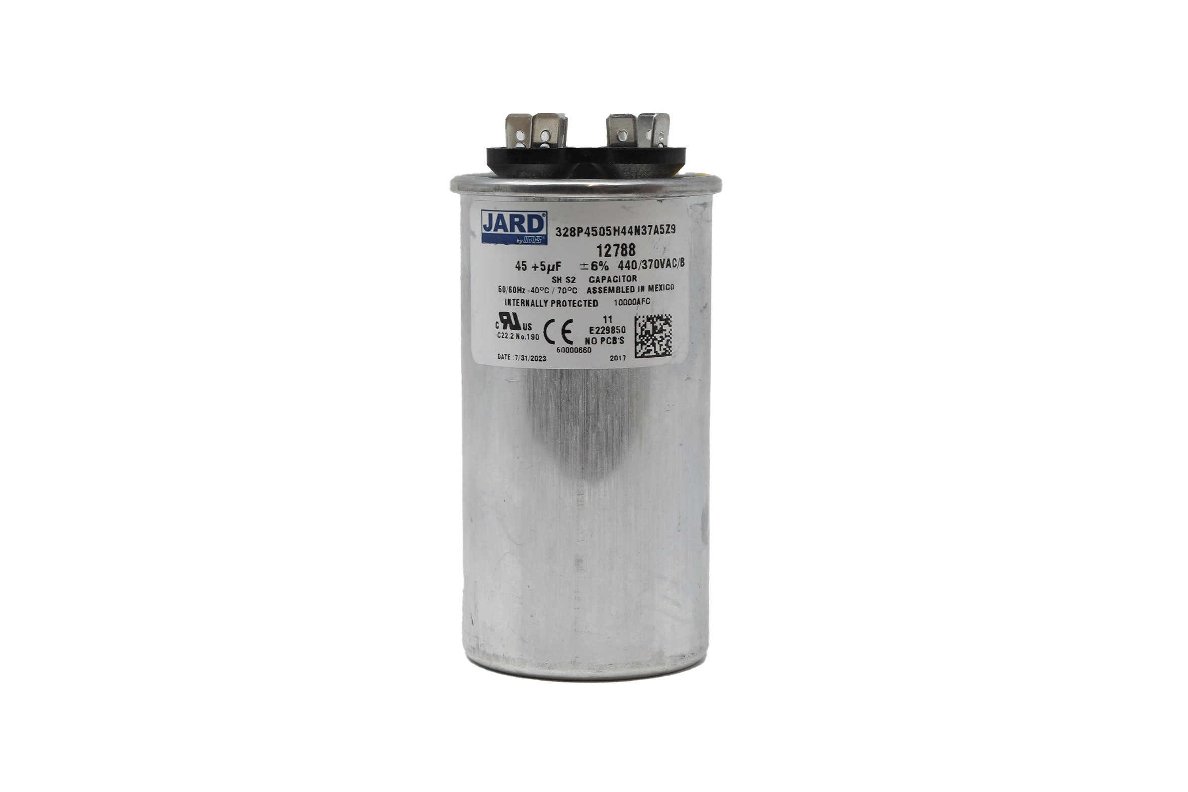 Jard 12788 45/5 MFD 440V Motor Run Capacitor, Round - Edmondson Supply