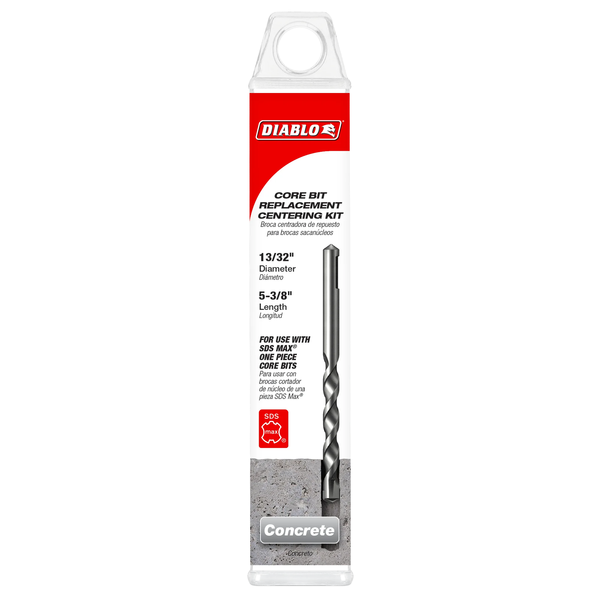 Diablo Tools DMAMXCC9010 13/32''x 5-3/8'' SDS-Max Core Cutter Pilot Bit, Rubber Ring and Pin - Edmondson Supply
