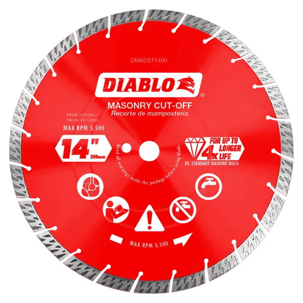 Diablo Tools DMADST1400 14" Diamond Segmented Turbo Masonry Cut-Off Blade - Edmondson Supply