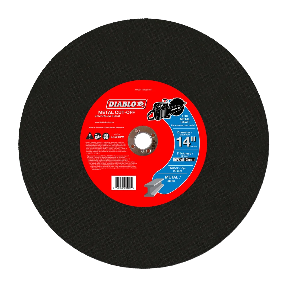 Diablo Tools DBD140125G01F 14 in. Metal High Speed Cut Off Disc 20mm - Edmondson Supply