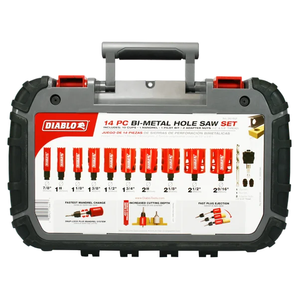 Diablo Tools DHS14S3P 14 pc General Purpose Bi-Metal Hole Saw Set - Edmondson Supply