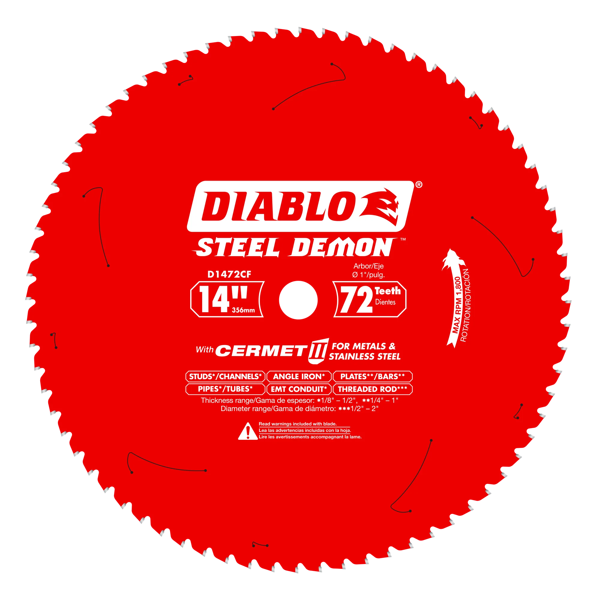Diablo Tools D1472CF 14" x 72-Teeth Steel Demon™ Cermet II Saw Blade for Medium Metal - Edmondson Supply