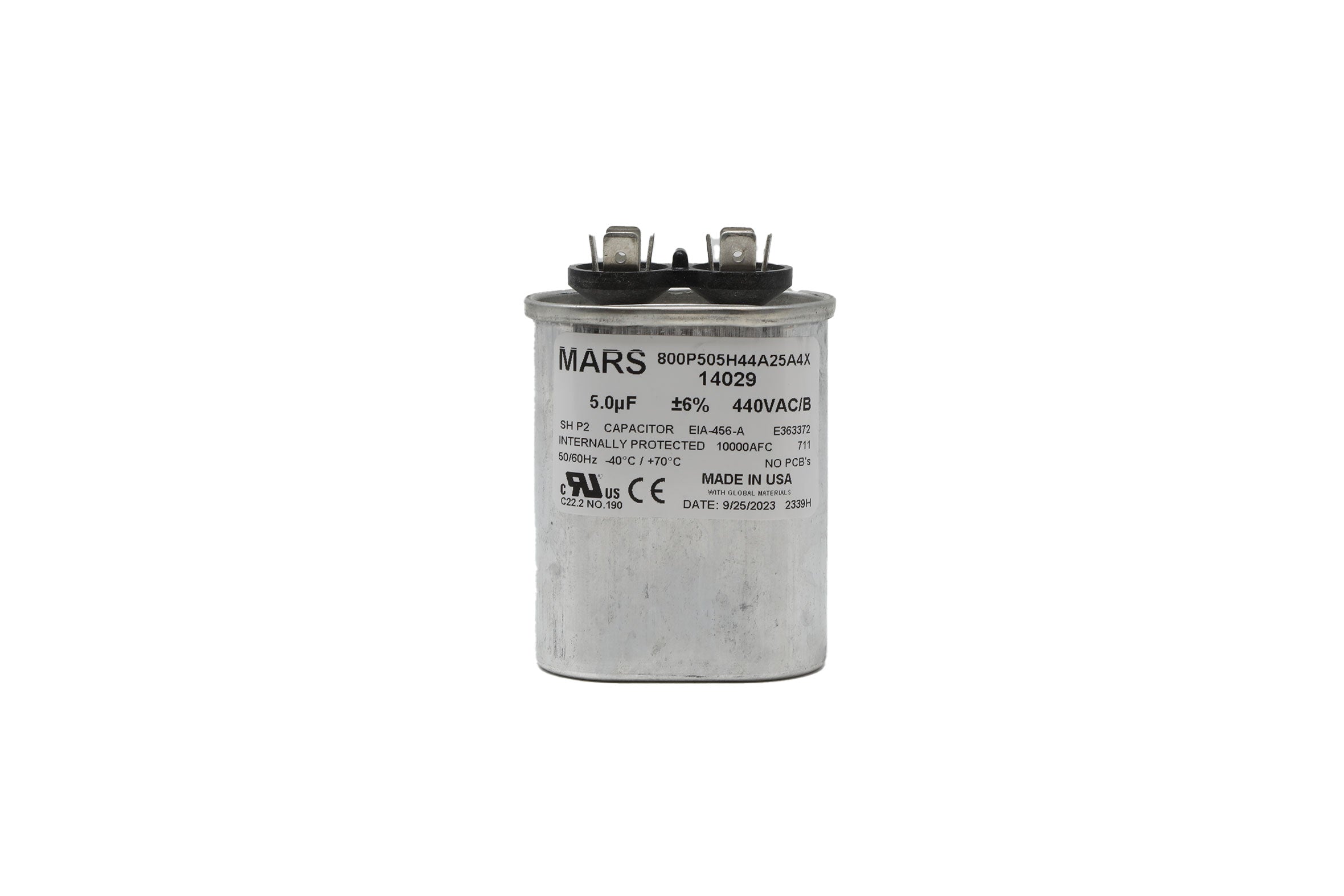 MARS USA 14029 5 MFD 440/370V Motor Run Capacitor, Oval - Edmondson Supply
