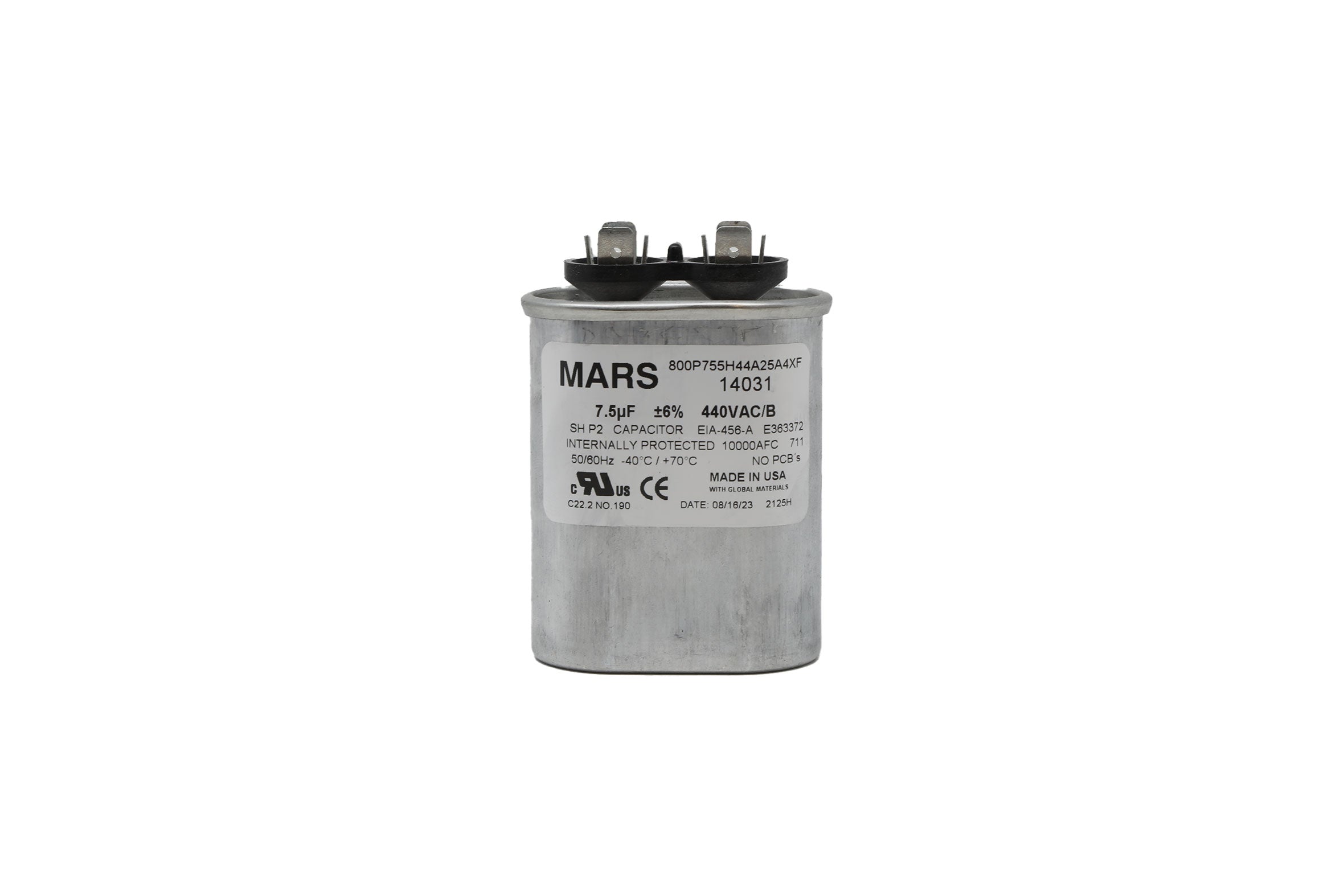 MARS USA 14031 7.5 MFD 440/370V Motor Run Capacitor, Oval - Edmondson Supply
