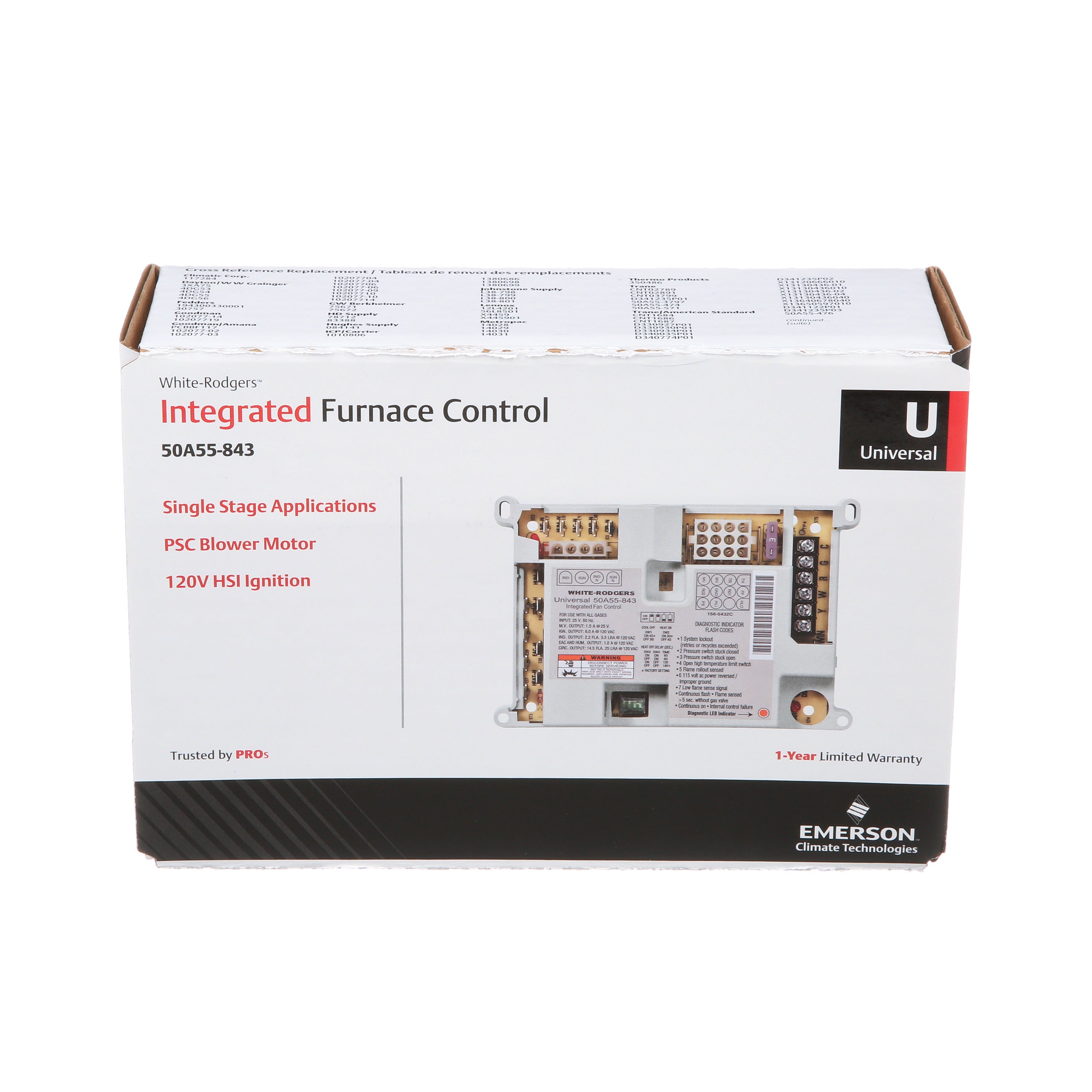 Copeland White-Rodgers 50A55-843 Integrated Furnace Control Board, Universal Replacement - Edmondson Supply