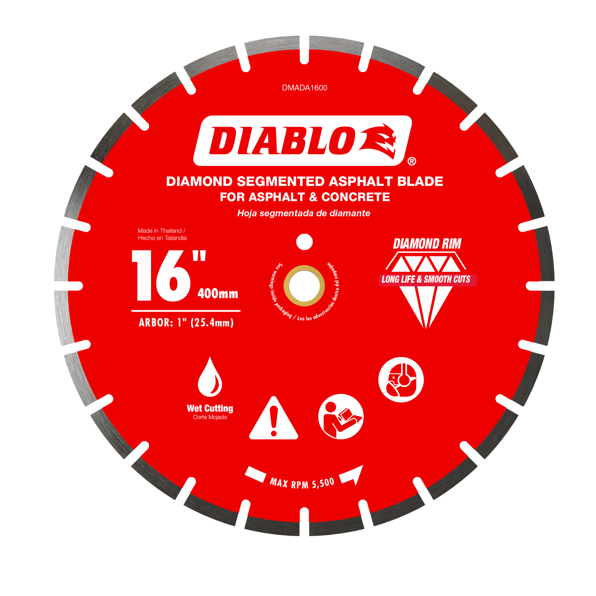 Diablo Tools DMADA1600 16" Diamond Segmented Blade for Asphalt - Edmondson Supply