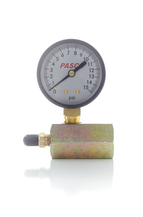 Pasco 1726-10G 15 lb. Air Test Gauge Assembly, 1/10 PSI Increments - Edmondson Supply