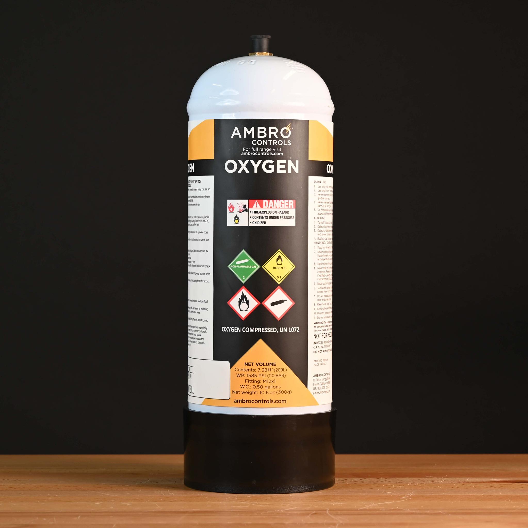 Ambro Controls 1811325 Oxygen Cylinder for Oxyset Mobile Brazing & Welding System, 1.9L - Edmondson Supply