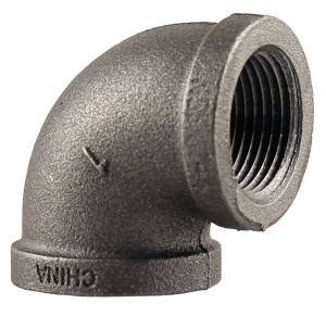 Boshart 2-BLE-10 1" Black Malleable Iron 90° Elbow, Class 150 - Edmondson Supply