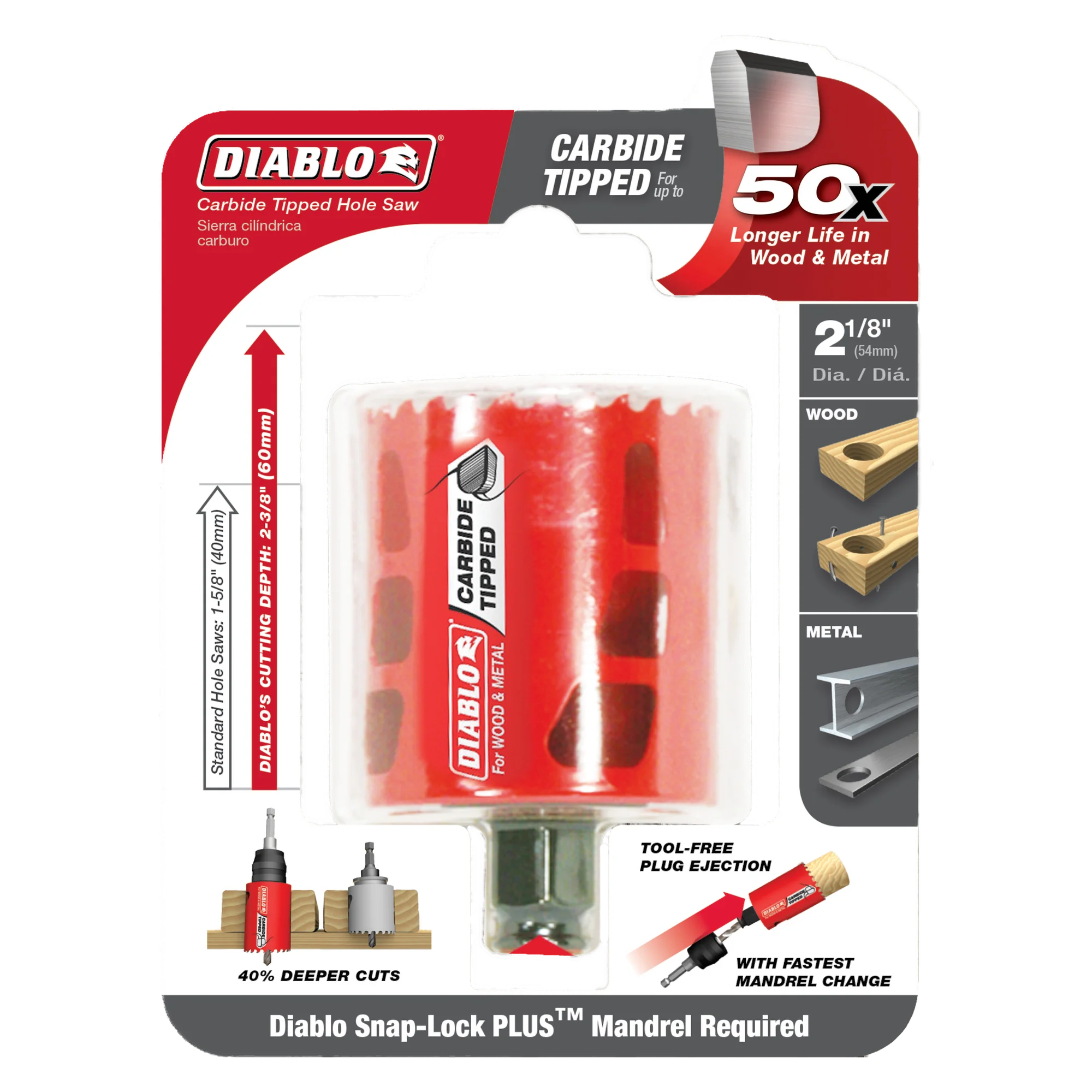 Diablo Tools DHS2125CT 2-1/8" Carbide Teeth Hole Saw for Wood and Metal - Edmondson Supply