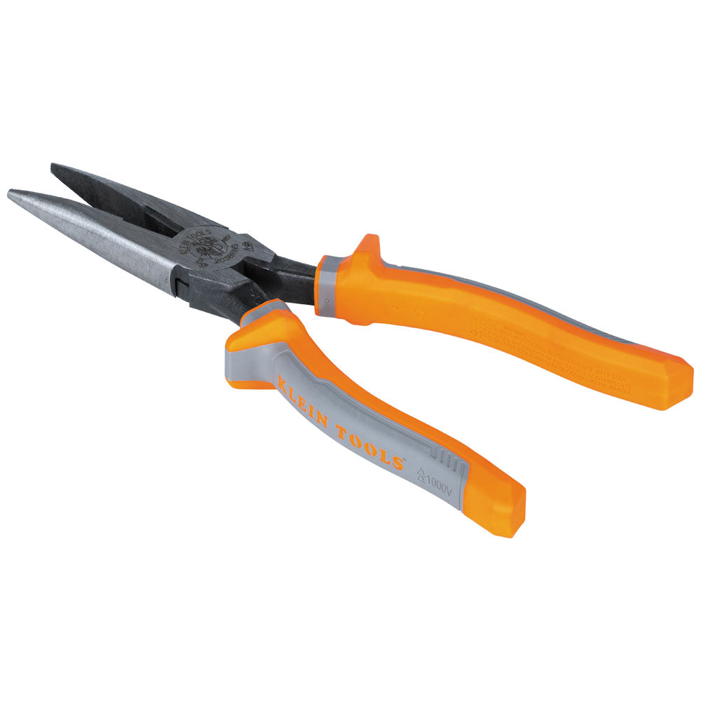 Klein Tools 2038RINS Pliers, Long Nose Side-Cutters, Insulated, 8-Inch - Edmondson Supply