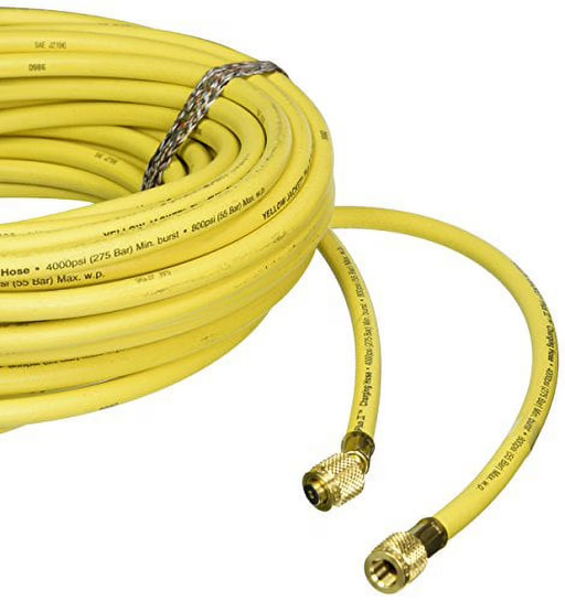 Yellow Jacket 21200 Yellow, HAV Standard Fitting, PLUS II™ 1/4″ Charging Hose, 100' - Edmondson Supply