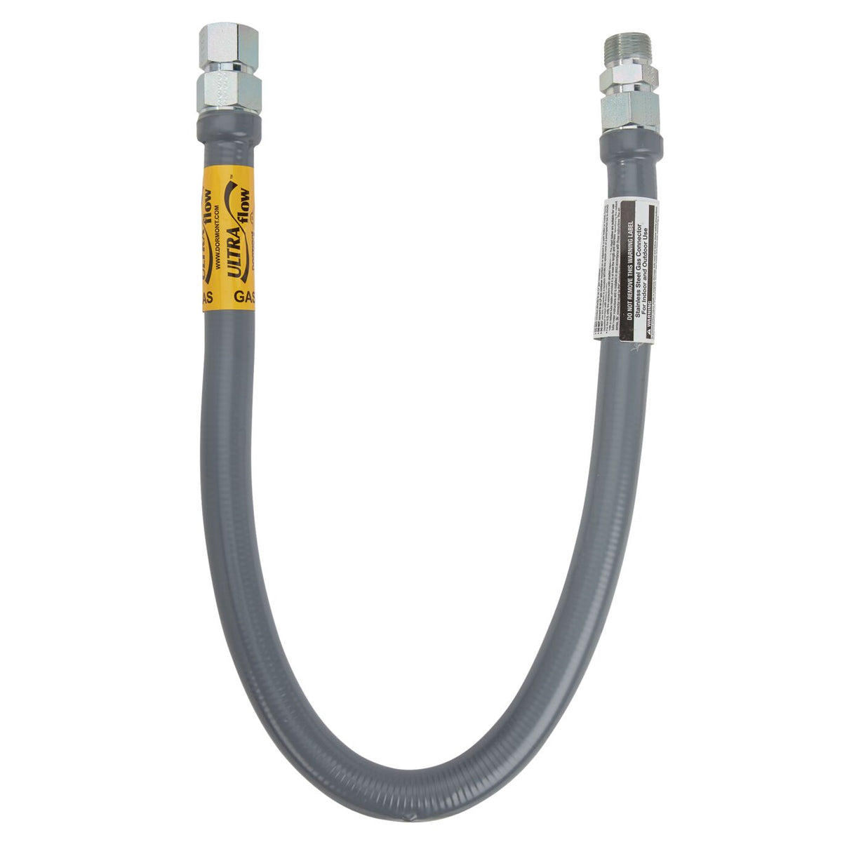 Dormont 41-4142-24 3/4" ID (1" OD) High BTU SS Flexible Gas Connector, 3/4" MIP x 3/4" FIP, 24" Length, Gray PVC Coated - Edmondson Supply