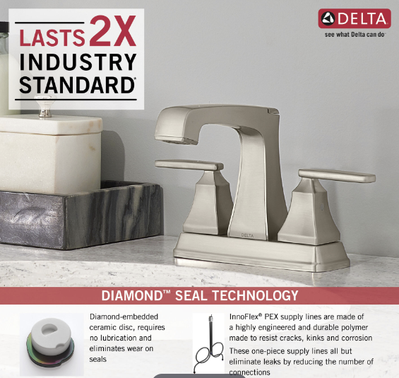 Delta Faucet 2564-SSMPU-DST Ashlyn™ Two Handle Centerset Bathroom Faucet In Stainless