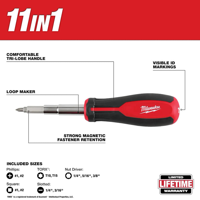 Milwaukee 48-22-2914 11-in-1 Magnetic Multi-Bit Screwdriver - Edmondson Supply