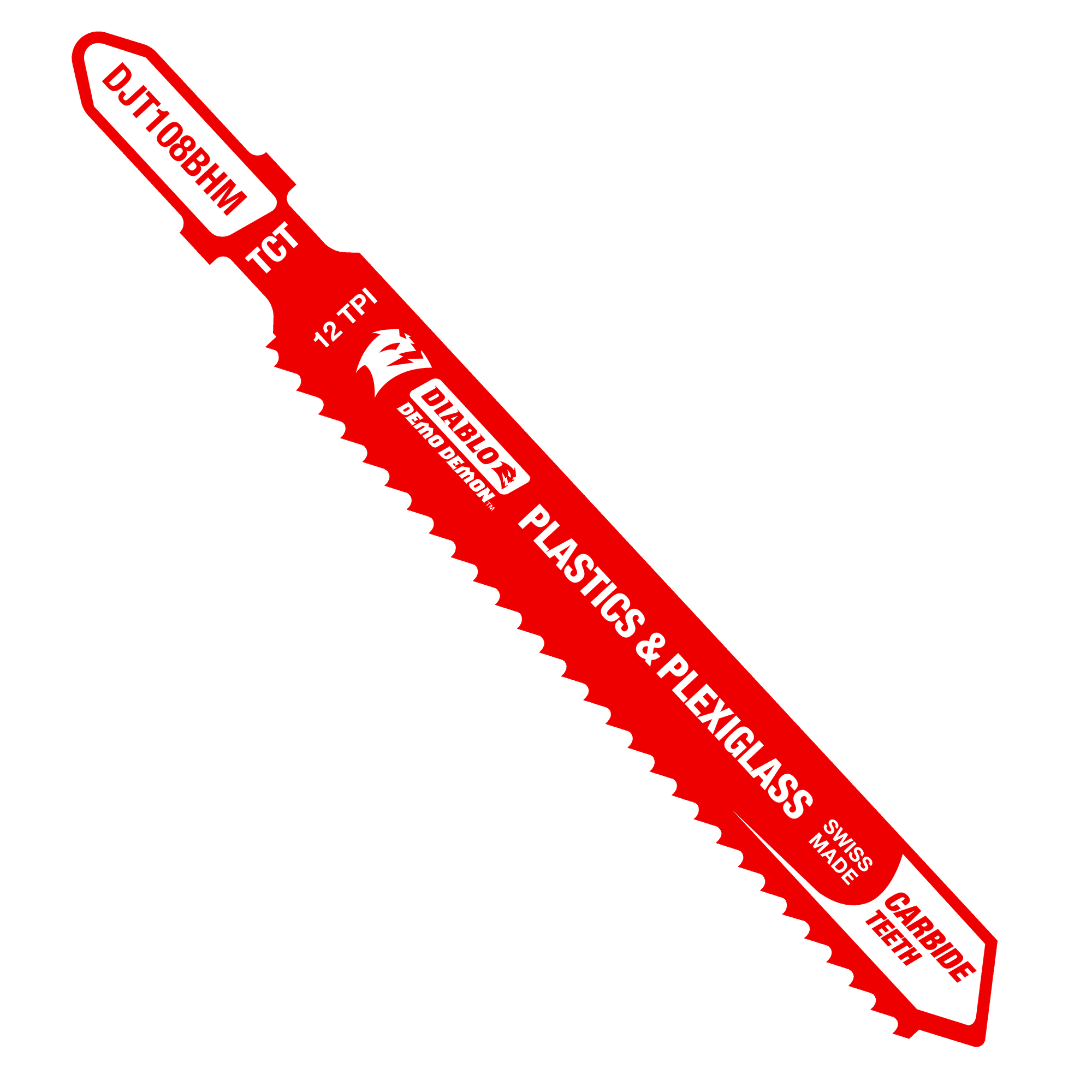 Diablo Tools DJT108BHM 3-1/2" 12TPI Demo Demon™ Carbide Teeth Jig Saw Blade for Plastics & Plexiglass - Edmondson Supply