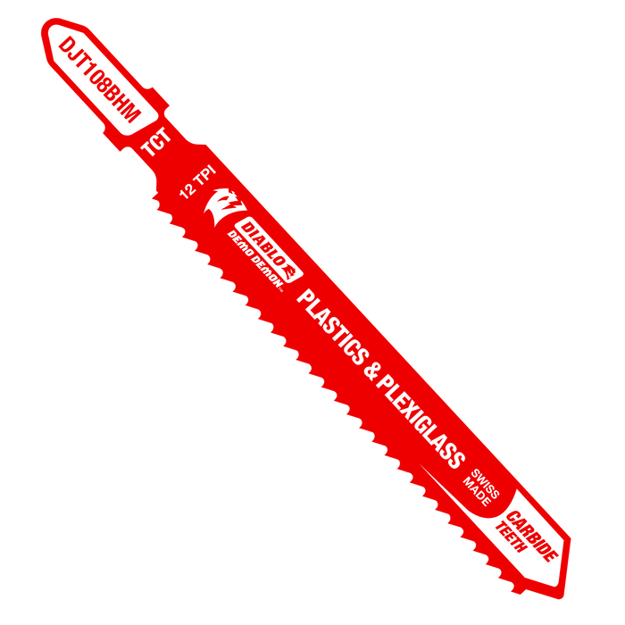 Diablo Tools DJT108BHM 3-1/2" 12TPI Demo Demon™ Carbide Teeth Jig Saw Blade for Plastics & Plexiglass - Edmondson Supply