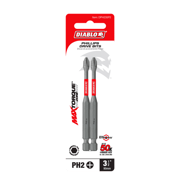 Diablo Tools DPH235P2 3-1/2" #2 Phillips Drive Bit (2-Pack) - Edmondson Supply