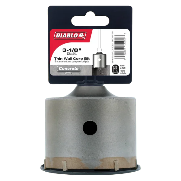 Diablo Tools DMAPLCC1080 3‑1/8 in. SDS‑Plus Thin Wall Carbide Tipped Core Bit - Edmondson Supply