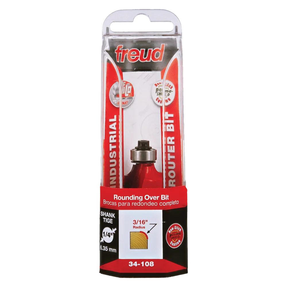 Freud 34-108 3/16" Radius Rounding Over Bit (Shank dia. 1/4") - Edmondson Supply