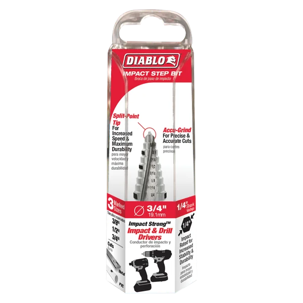 Diablo Tools DSD0750S09 3/8 in. - 3/4 in. Impact Step Drill Bit  - Edmondson Supply