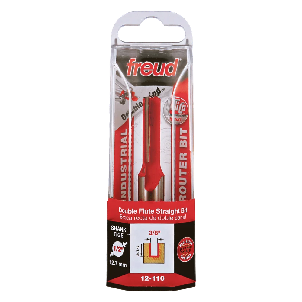 Freud 12-110 3/8" Double Flute Straight Bit (Carbide Height 1-1/4") - Edmondson Supply