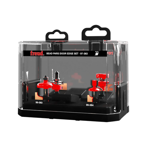 Freud 97-363 3 Piece Premier Adjustable Bead Door Edge Router Bit Set - Edmondson Supply