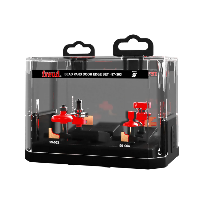Freud 97-363 3 Piece Premier Adjustable Bead Door Edge Router Bit Set - Edmondson Supply
