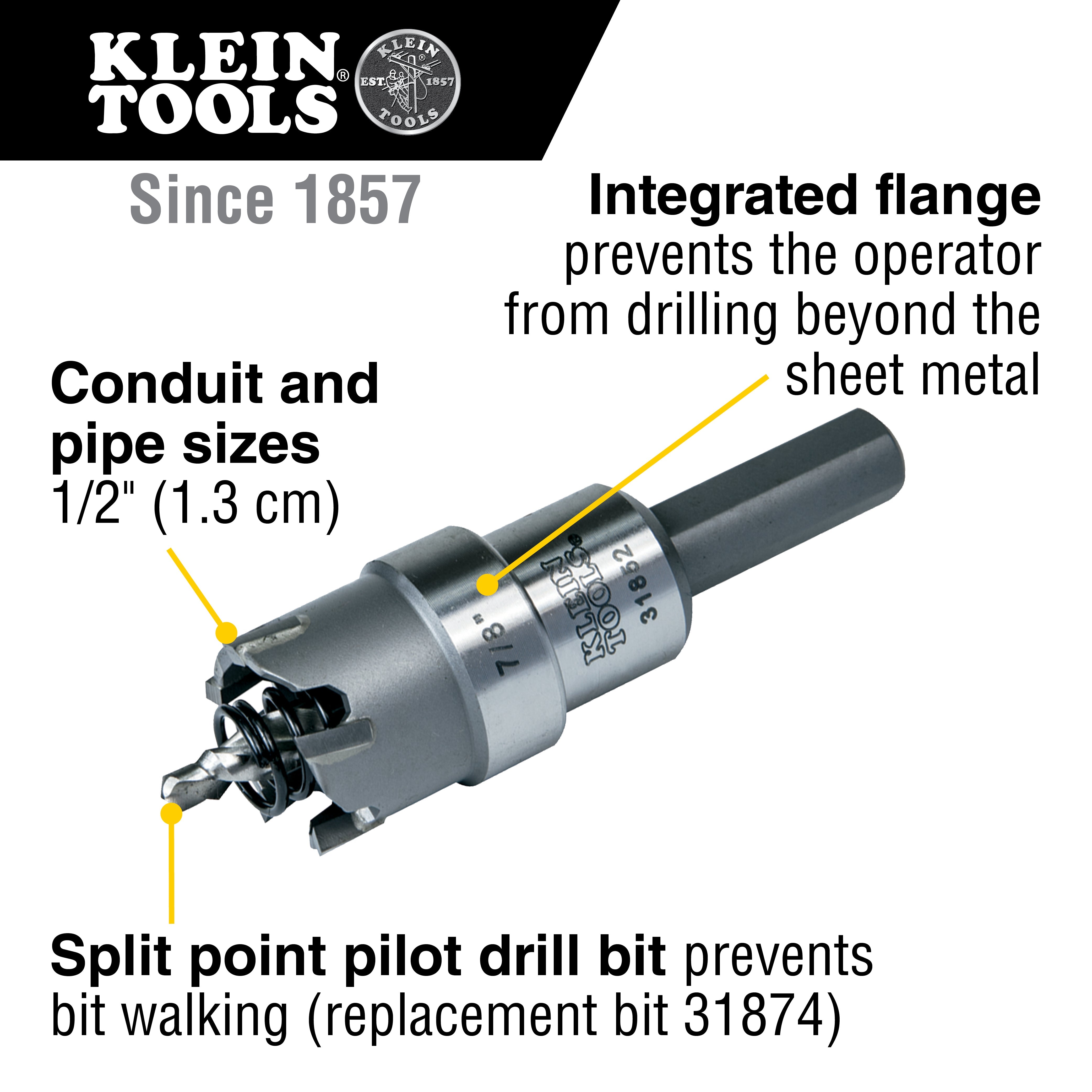 Klein Tools 31852 Carbide Hole Cutter, 7/8-Inch - Edmondson Supply