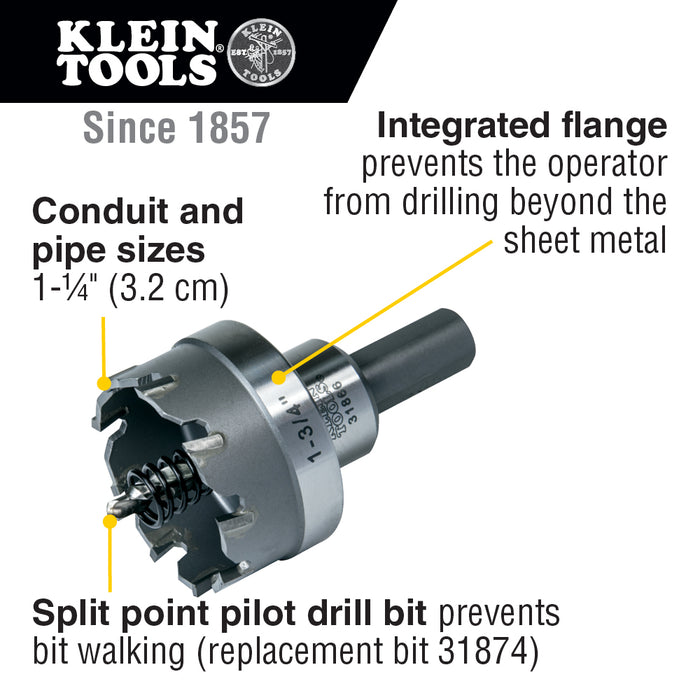 Klein Tools 31866 Carbide Hole Cutter, 1-3/4-Inch - Edmondson Supply