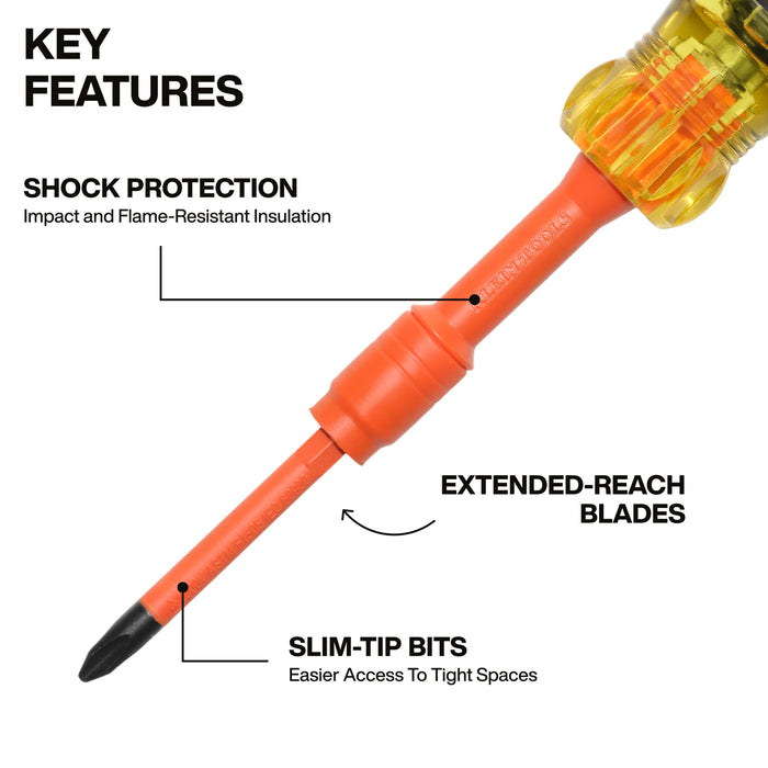 Klein Tools 32306INS 6-in-1 Insulated Auto-Lock Screwdriver - Edmondson Supply